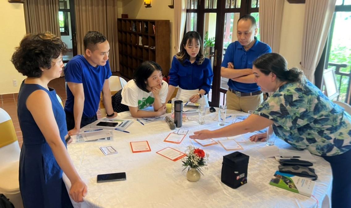 The Winrock USAID Reducing Pollution team self-assessing their internal collaboration with the CLA Maturity Tool at their FY23 Annual Planning Workshop.