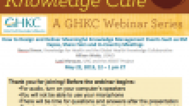 GHKC KM Webinar: How to Design and Deliver Meaningful Knowledge Management Events