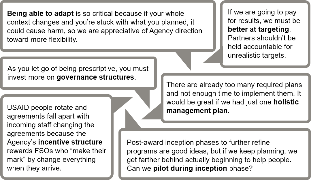 "Being able to adapt is so critical because if your whole context changes and you’re stuck with what you planned, it could cause harm, so we are appreciative of Agency direction toward more flexibility."