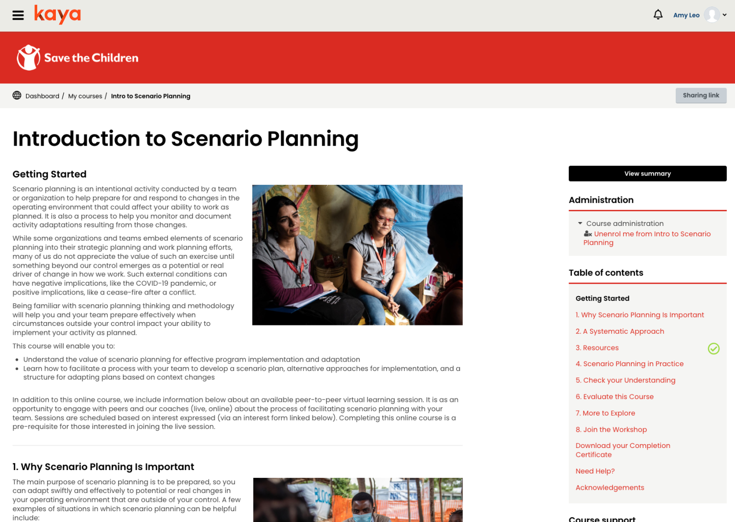 screenshot from scenario planning course