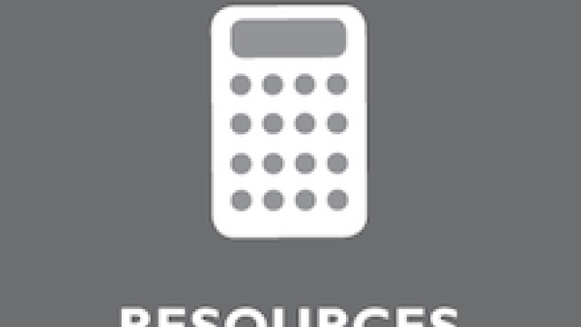 Image of calculator with the word "resources" below