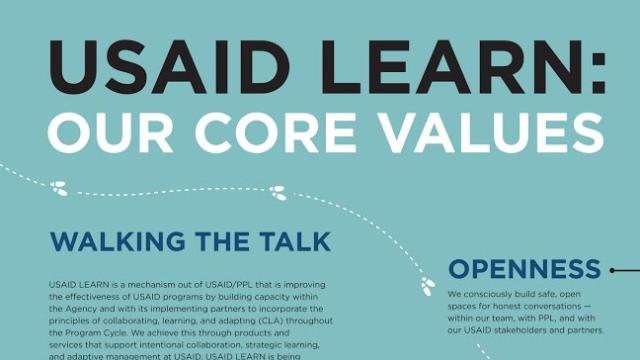 USAID LEARN: Our core values - Walking the Talk and Openness