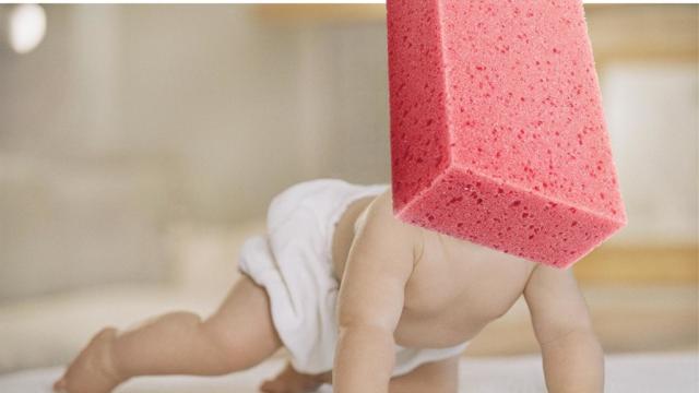 image of baby with a sponge